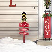 Glitzhome 42" H Wooden Christmas Yard Stake with LED