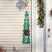 Glitzhome 42" Wooden Christmas Tree "WELCOME" Sign