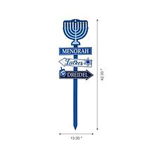 Glitzhome 42" Wooden Hanukkah Yard Stake with Lights