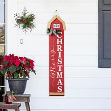 Glitzhome 42" Wooden "Merry Christmas" Vertical Barn Shaped Sign