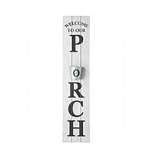 Glitzhome 42" Wooden "Welcome To Our Porch" Sign with Metal Planter