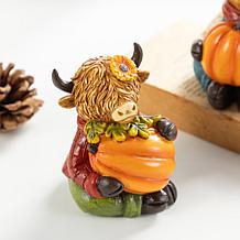 Glitzhome 4.25"H Fall Resin Highland Cow Table Decor Set of 2