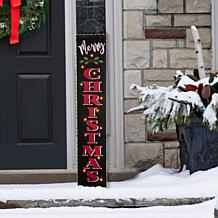 Glitzhome 42"H Lighted Wooden Black Christmas Porch Sign