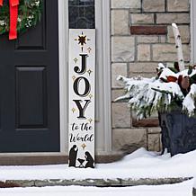 Glitzhome 42"H Lighted Wooden Nativity Porch Sign