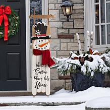 Glitzhome 42"H Wooden Christmas Snowman Porch Sign