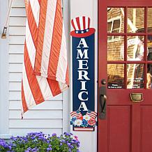 Glitzhome 42in H Patriotic Americana Wooden AMERICA Porch Decor