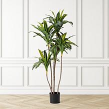 Glitzhome 4.5' Faux Dracaena Fragrans Plants in Pot
