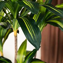 Glitzhome 4.5' Faux Dracaena Fragrans Plants in Pot