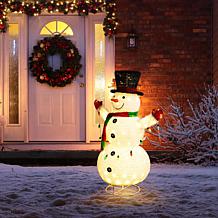 Glitzhome 47.25" Lighted 3D Foldable Fabric Snowman with Bulbs