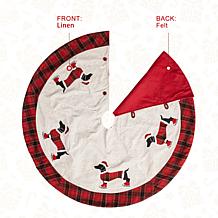 Glitzhome 48" Fabric Christmas Tree and Dachshund Skirt