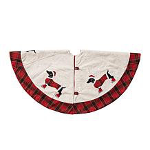 Glitzhome 48" Fabric Christmas Tree and Dachshund Skirt