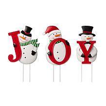 Glitzhome 48" Metal JOY Snowman Yard Stake or Wall Decor