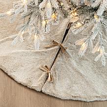 Glitzhome 48in. D Faux Rabbit Fur Christmas Tree Skirt