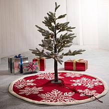 Glitzhome 48in D Knitted Snowflake Acrylic Christmas Tree Skirt