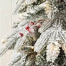 Glitzhome 5' Flocked Fir Artificial Christmas Tree with White Lights