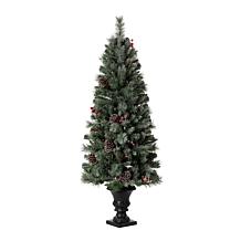 Glitzhome 5 Ft. 130-Light Flocked Pine Artificial Christmas Porch Tree