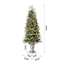 Glitzhome 5' Pre-Lit Artificial Pine Christmas Tree w 180 White Lights