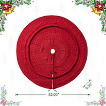 Glitzhome 52" Knitted Acrylic Red Christmas Tree Skirt