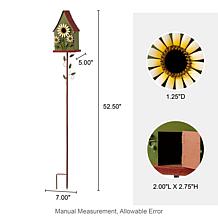 Glitzhome 52.5" Green Metal Birdhouse with Flower Accents