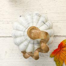 Glitzhome 5.25in. D Gray Marble Small Short Glass Pumpkin