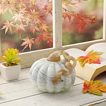 Glitzhome 5.25in. D Gray Marble Small Short Glass Pumpkin