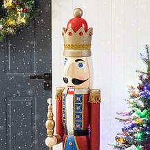 Glitzhome 54" Wooden Christmas Glitter King Nutcracker