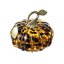 Glitzhome 5.5"D Amber Dots Glass Pumpkin