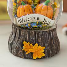Glitzhome 5.75''H Fall Sunflower and Pumpkin Resin Waterglobe