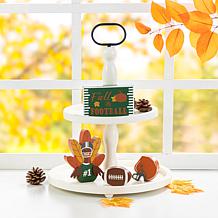 Glitzhome 5.75"H Thanksgiving Wooden Turkey Table Decor Set of 4