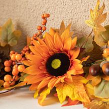 Glitzhome 6' Fall Sunflower, Maple Leaf and Berry Garland