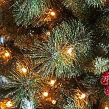 Glitzhome 6' Flocked Pine Cones and Red Berries Porch Christmas Tree
