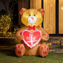 Glitzhome 6 FT Lighted Valentine's Inflatable Bear with Heart Decor