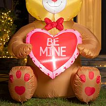 Glitzhome 6 FT Lighted Valentine's Inflatable Bear with Heart Decor