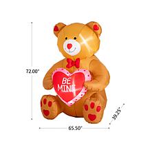 Glitzhome 6 FT Lighted Valentine's Inflatable Bear with Heart Decor