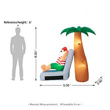 Glitzhome 6' Lighted Inflatable Santa under Palm Tree