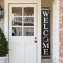 Glitzhome 60" Wooden Welcome Porch Sign w/4 Interchangeable Wreaths
