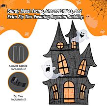 Glitzhome 61.75"H Lighted Halloween 2D Haunted House Outdoor Décor