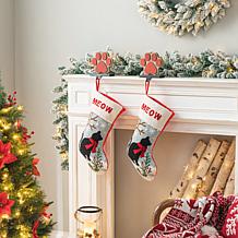 Glitzhome 6.25in. H Wooden and Metal Paw Stocking Holder