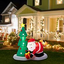 Glitzhome 6.5' Inflatable Dog Biting Santa's Behind