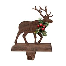 Glitzhome 6.5" Wooden and Metal Reindeer Stocking Holder