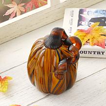 Glitzhome 6in. H Striped Glass Pumpkin