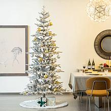 Glitzhome 72" Diameter Oversized Velvet Ruffled Christmas Tree Skirt