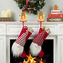 Glitzhome 7.25" H Marquee LED Gingerbread Man Stocking Holder