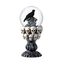 Glitzhome 7.25''H Halloween Resin Stacked Skull Waterglobe