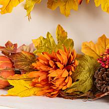 Glitzhome 72"L Fall Dahlia Pumpkin, Leaf and Berry Garland