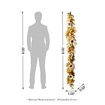 Glitzhome 72"L Fall Neutral Sunflower, Pumpkin and Leaf Garland