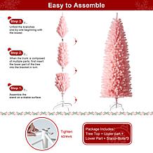 Glitzhome 7.5' Pink Pencil Tinsel Artificial Christmas Tree
