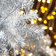 Glitzhome 7.5' Silver Tinsel Artificial Christmas Tree