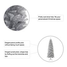 Glitzhome 7.5' Silver Tinsel Artificial Christmas Tree