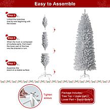 Glitzhome 7.5' Silver Tinsel Artificial Pencil Christmas Tree